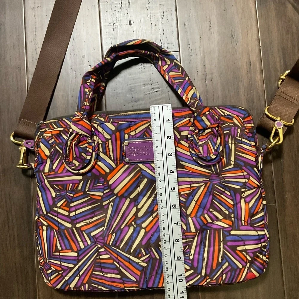 Marc By Marc Jacobs Quilted Multicolor Belted Padded Laptop Bag Gold Hardware